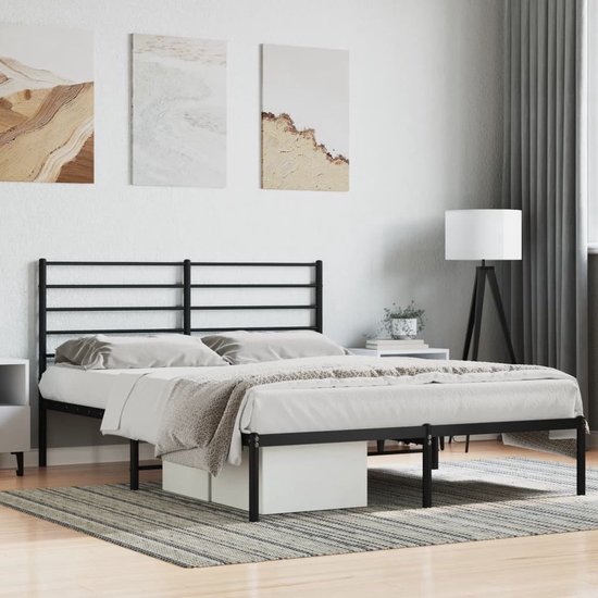 vidaXL Bedframe Metaal Wit 140x200 cm Bed Ledikant Frame Bedframes Bedden | Leen Bakker