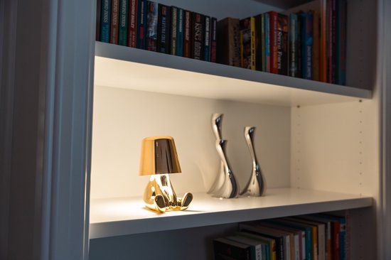 Luxus Lampe de table sans fil rechargeable Bins Brother - Or - Set de 5 - Lampe de table décorative - Lampe de nuit - Lampe de table de chambre - Lampe de bureau - LED - Tactile - Intensité variable - Sans fil - Fonctionne sur piles