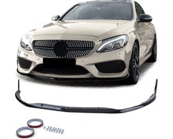 Spoiler Lip Geschikt voor Mercedes c klasse w205 pre facelift van 2014-2018 AMG Pakket Voorspoiler Glans zwart