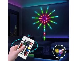 foto van CasaVerse - Vuurwerk LED lamp - LED strip verlichting - Discolamp - Nieuwjaar versiering - Met afstandsbediening en app control - Multicolor-RGB-Kleur veranderende muziek Sync USB-aangedreven LED-striplicht voor kamerdecoratie binnenshuis