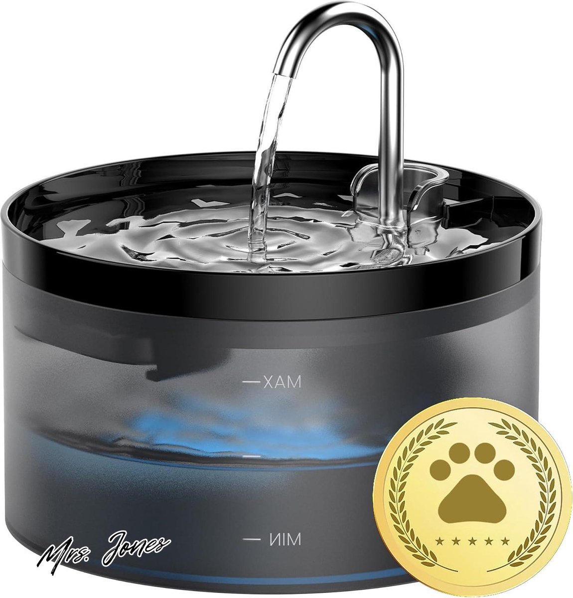 Mrs. Jones Kattenfontein super stille drinkfontein voor katten 160 ml led-licht actieve koolfilter intelligente pomp doorzichtige watertank twee waterstroompatronen. . Mrs. Jones Kattenfontein super stille drinkfontein voor katten 160 ml led-licht actieve koolfilter intelligente pomp doorzichtige watertank twee waterstroompatronen. .