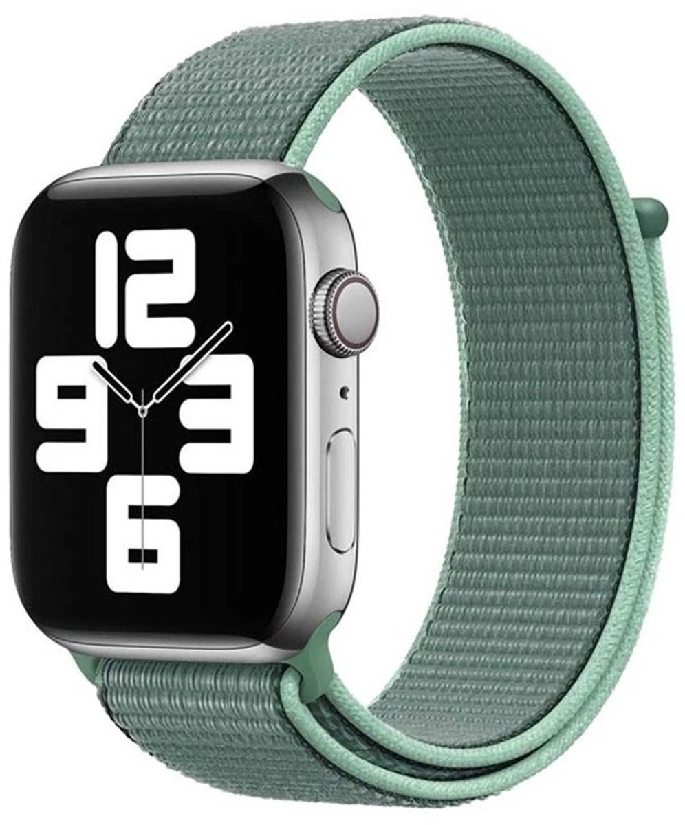 Mobiq - Nylon Strap Bandje geschikt voor Apple Watch 40 mm - lichtgroen