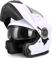 Casque VINZ Santos System avec pare-soleil | Homologué ECE 22.06 | Casque scooter / Casque moto | Casque pour Moto / Scooter / Cyclomoteur / Cyclomoteur - Wit