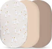 Muuzey Ensemble de draps universel - Hoeslaken Bébé pour poussette, panier à langer et panier Moïse - Ensemble de draps pour berceau - Housse de matelas à langer - Paquet de 3 - Cadeau de maternité baby shower - Jersey de coton 40x70cm