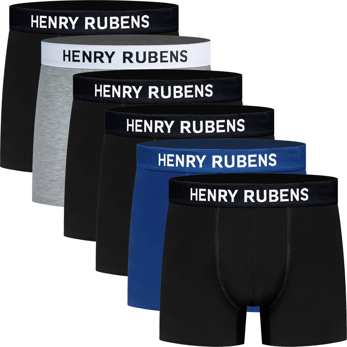 Boxershorts Heren - 6-Pack Katoen - Zwart, Blauw & Grijs - Multicolor Ondergoed - Maat M