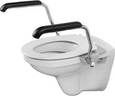 Luxe toiletbeugelset met armleggers 25 cm inclusief zitting RVS gepolijst