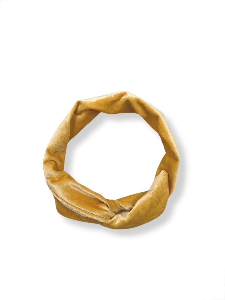 Duurzaam cadeau - Flexibele haarband - IJzerdraad - Velvet geel - 90 cm