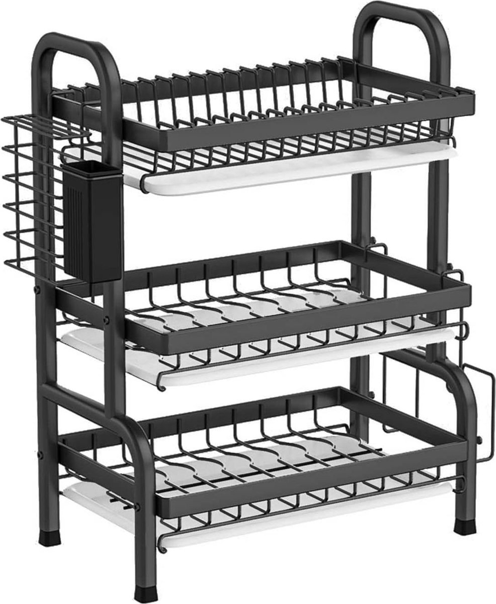 Goedkoopste Home & Marker - Afdruiprek met Lekbak - Afwasrek met Bestekhouder - Droogrek Borden - RVS - DRYSTACK