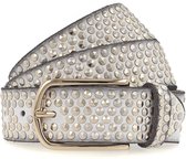 b.belt Cuir Ceinture Nietengürtel Zoe Gold W105 Cream-White Blanc