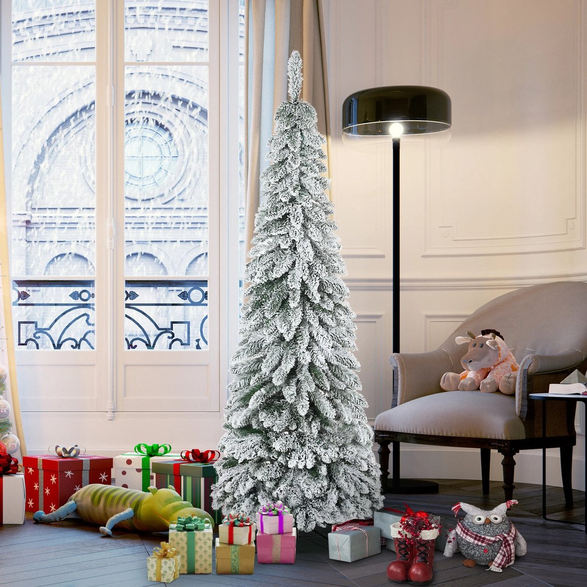 Trovado® Kunst Kerstboom - Smal Model Kerst Boom - Doorsnede 74CM - 180CM Hoog - Met Sneeuw - Opvouwbaar - 3 Delen - – foto 5