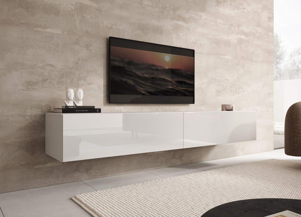 Meubella - TV-Meubel Palm - Wit - 200 cm