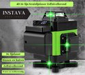Groene laser waterpas, 16 lijnen, binnen en buiten, zelfnivellerend, water- en stofbestendig.