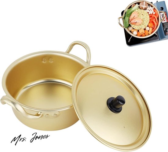 Koreaanse Ramen Noodle Pot, Gele Aluminium Soeppan Instant Noedels Pot Soeppan voor Soep, Curry, Pasta, Stoofpot, (Gele aluminium gierst wijnkom