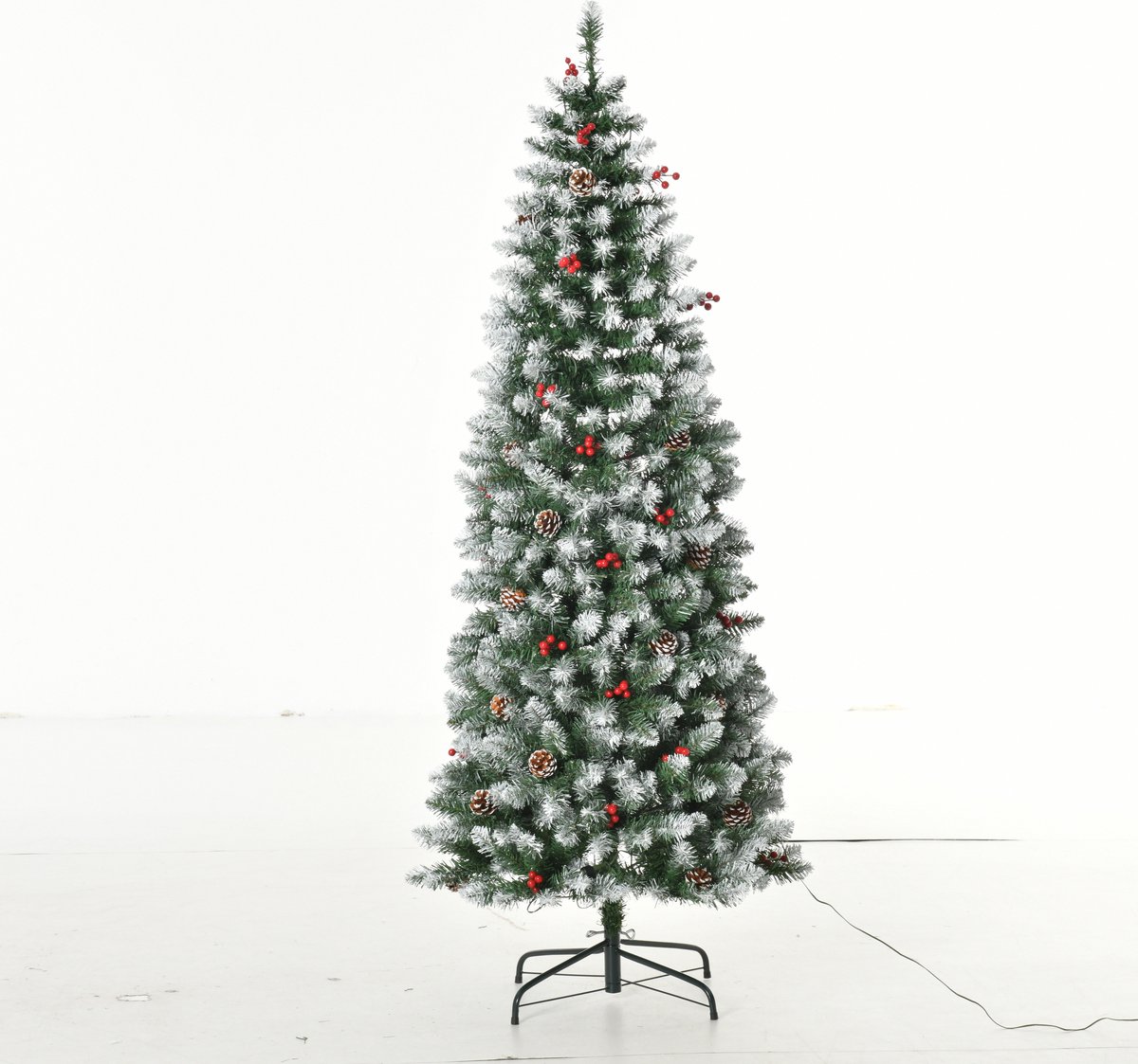 HOMCOM Kerstboom PVC, Staal Ø65 x 180H cm Groen+Wit
