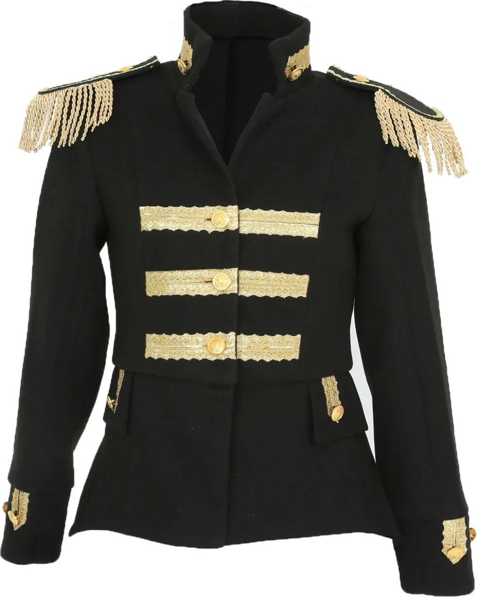 Di Bartelomeo Carnavalsjas dames zwart - Luxe epauletten - Maat 44 - Carnavalskleding Dames - Carnaval