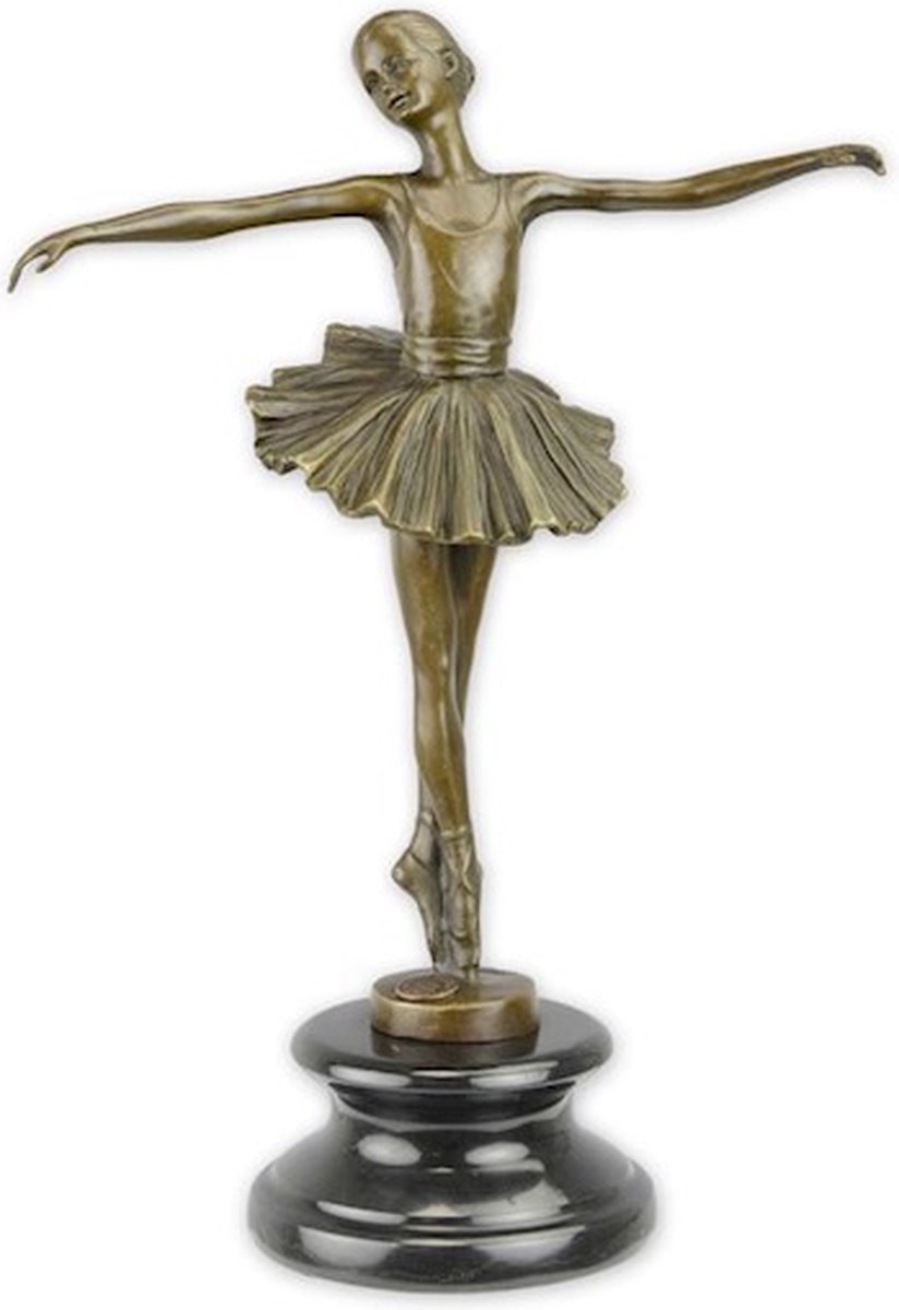 Ballerina Beeldje - Bronzen Beeld - Ballet Danseres - Gesigneerd Brons - Dans Kunstwerk Sculptuur - Kunst Beelden - 22x10x29