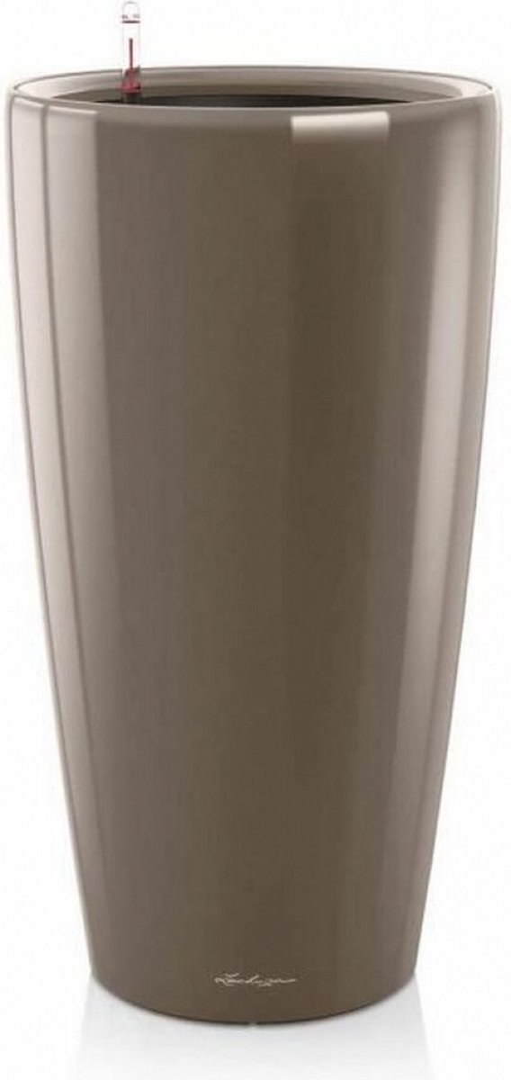 LECHUZA RONDO PREMIUM 40 - Plantenbak - met uitneembare binnenbak - met bewateringssysteem - ALL-IN-ONE set met LECHUZA-PON - taupe hoogglans