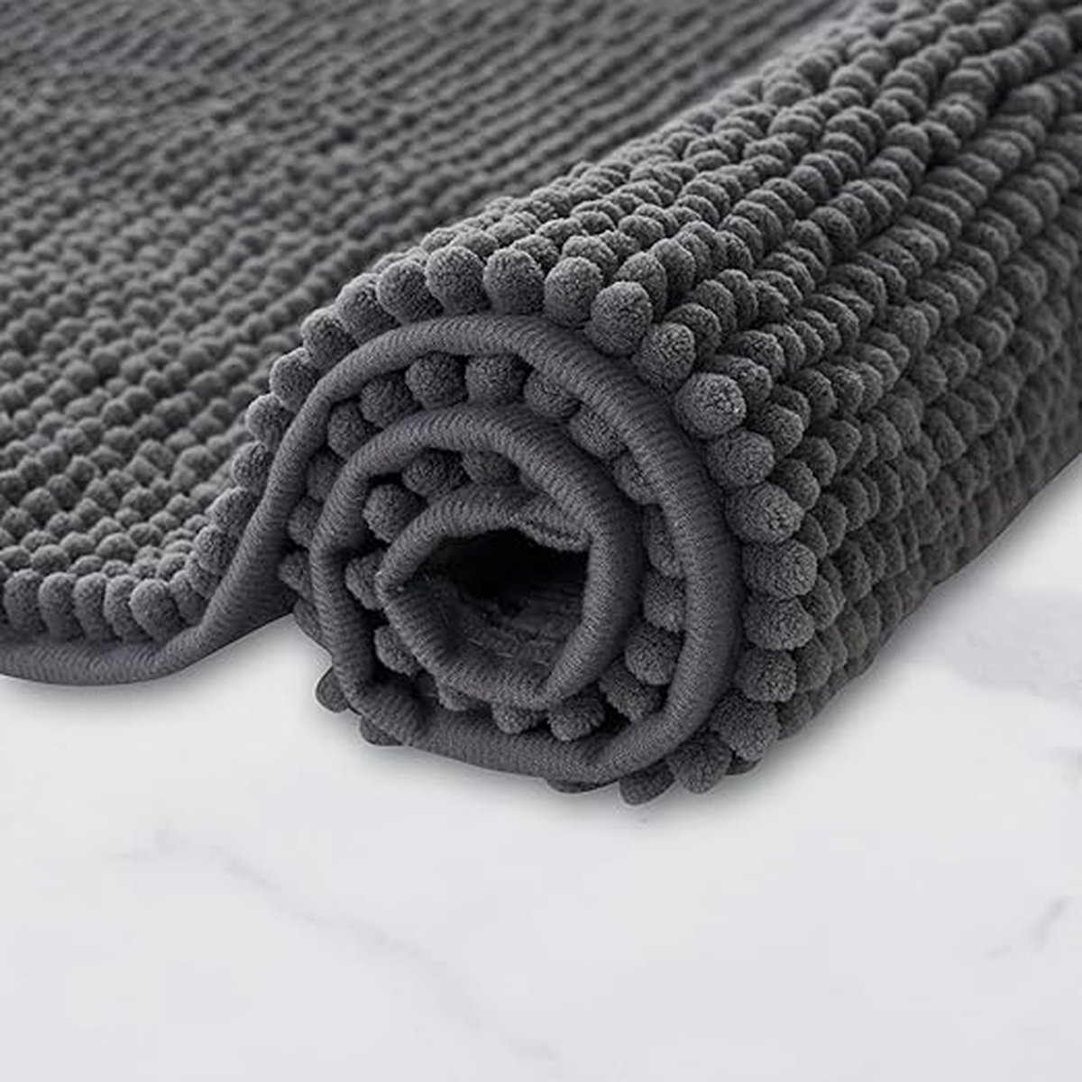 Brandsseller Badkamertapijt 50x80 cm – Rechthoekige badkamermat van chenille – Zacht, antislip, goed absorberend, machinewasbaar badmat – Wit