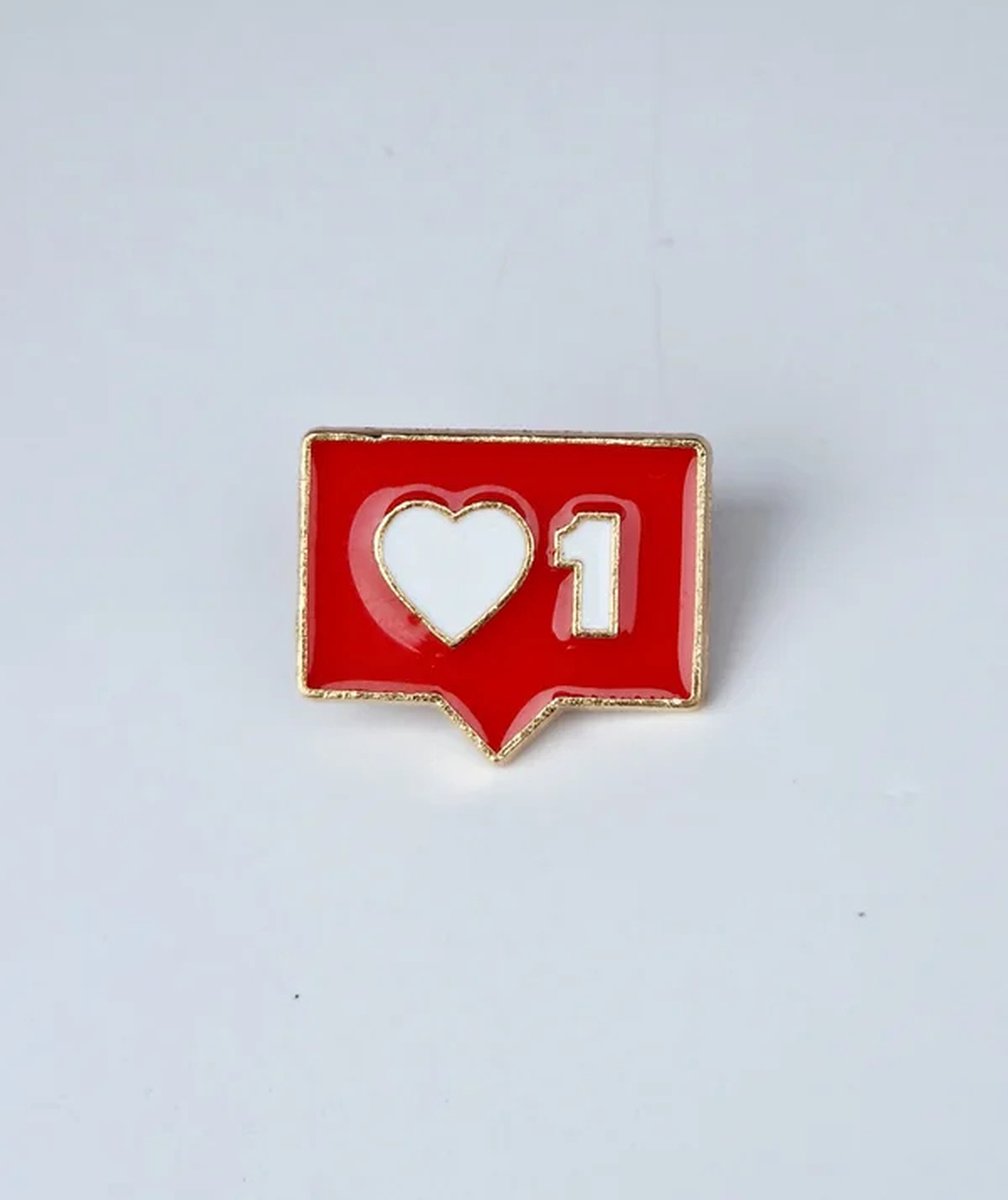 Broche One Like - Likes - Hartje - Sierspeld - Sjaalspeld - Rood -