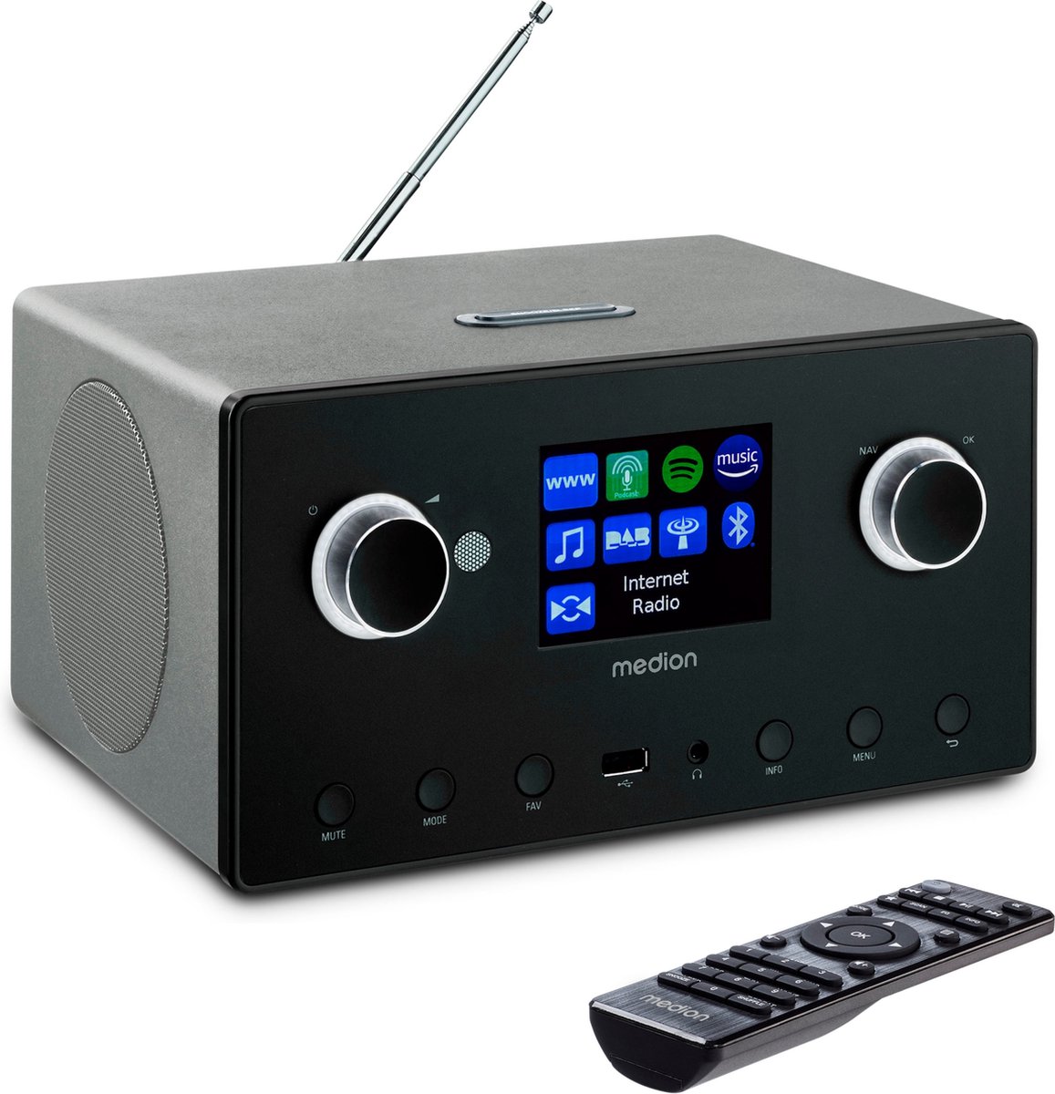 Medion Internetradio (model: P85444) - titanium - DAB+ en Bluetooth