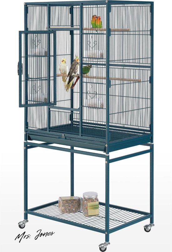 Vogelkooi, Vogelvolière Met Deur En Wieltjes, Vogelhuis Voor Valkparkieten Papegaaien Wit Hm Yahee 592056