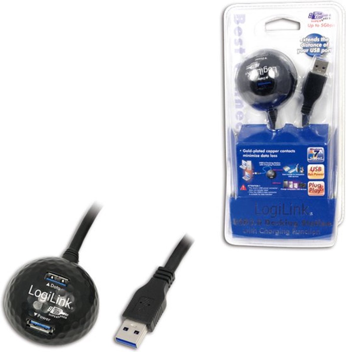 USB Kabel A -> A St/Bu 1.50m Verl. sw mit Standfu�