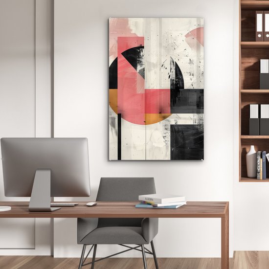 MuchoWow® Tableau sur verre 60x90 cm - Tableau sur verre acrylique - Rose - Abstrait - Esthétique - Moderne - Formes - Photo sur verre - Décoration murale salon - Décoration murale chambre - Peintures