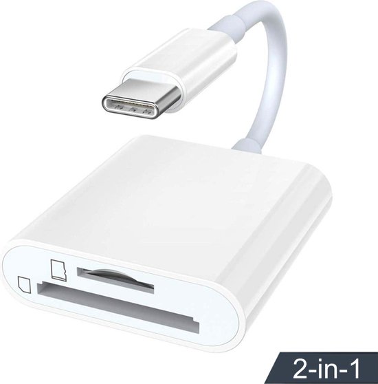 Oblinple 2-in-1 SD-kaartlezer Voor IPhone En Type-C – Lightning En USB C, Micro SD, Dubbele Sleuf, Ondersteunt SD/TF Tot 256 GB, Plug-and-Play