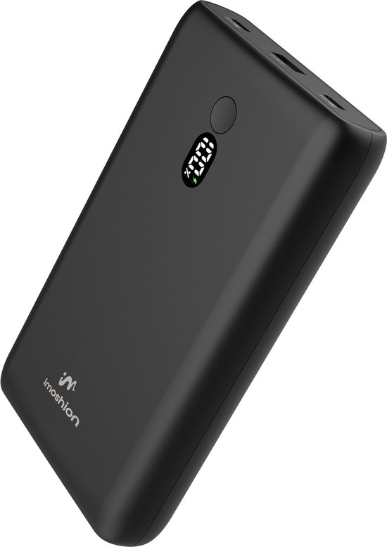 imoshion Powerbank 20000 mAh - Geschikt voor Laptop - Snellader 100W - Power Delivery & LED indicator - USB C & USB A - Zwart