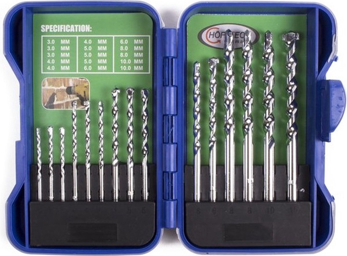 Höfftech borenset - steenborenset -steenboor 3/4/5/6/8/10mm - 15-delig