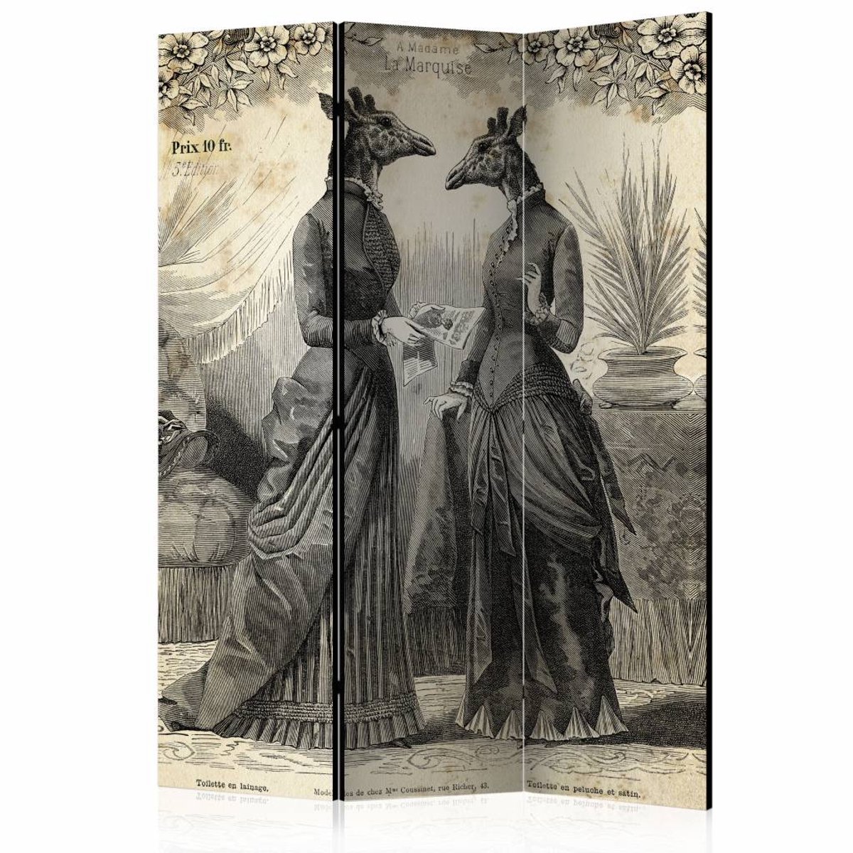 Vouwscherm - Aangeklede conversatie 135x172cm, gemonteerd geleverd (kamerscherm) dubbelzijdig geprint