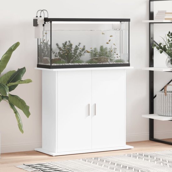 The Living Store Support pour Aquarium Bois Wit - 81 x 36 x 73 cm Support Stable et Trendy