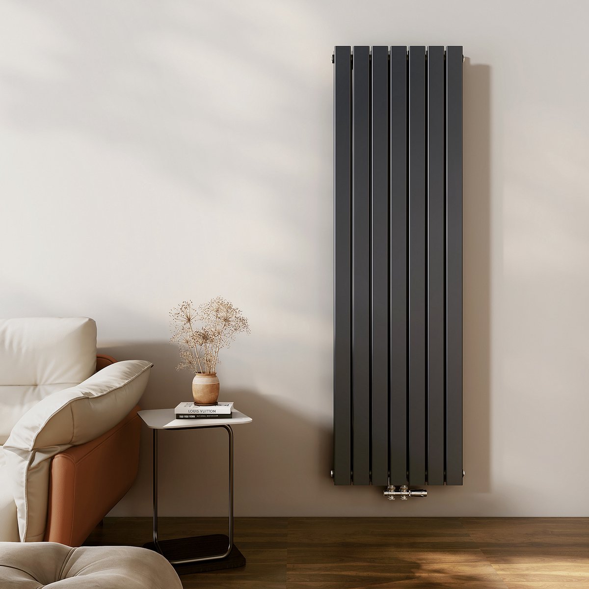 EMKE Radiator - Dubbel-Laags Plat - Mat Antraciet - 180x54 cm - 1949 W - Kolomradiator Vertical - Verwarming voor Alle Ruimtes