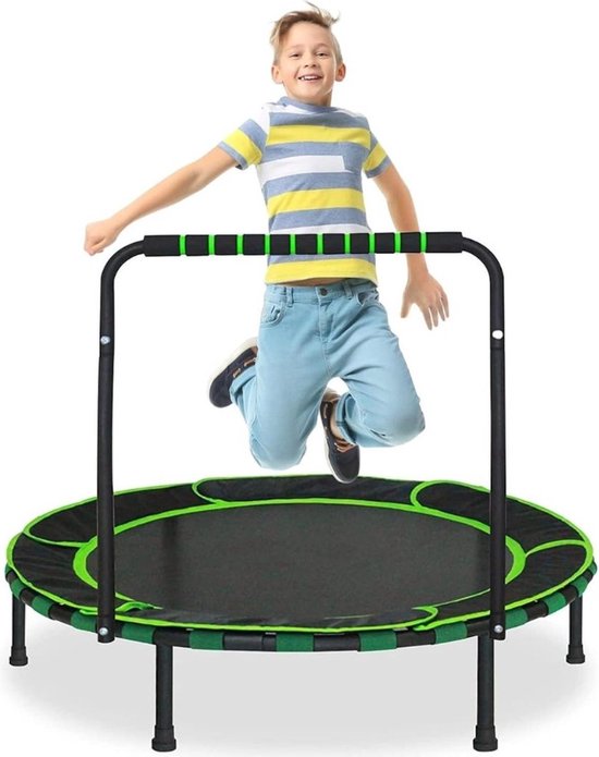 Mini Trampoline - Fitness Trampoline Met verstelbare Stang – Voor Jongens En Meisjes – Kleine Kinder Trampoline Met Duurzame Afdekking– Voor Binnen En Buiten – Draaglast 150kg
