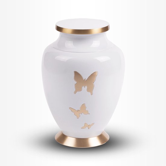 Teardrop Urn Middel 1 liter Wit goudkleurig - Crematie Urn