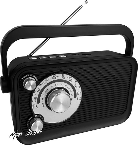 Madame Jones Radio portable Bluetooth Fonction MP3 FM/ AM/ SW Alimentation par batterie Bureau Cuisine Camping urgences. .