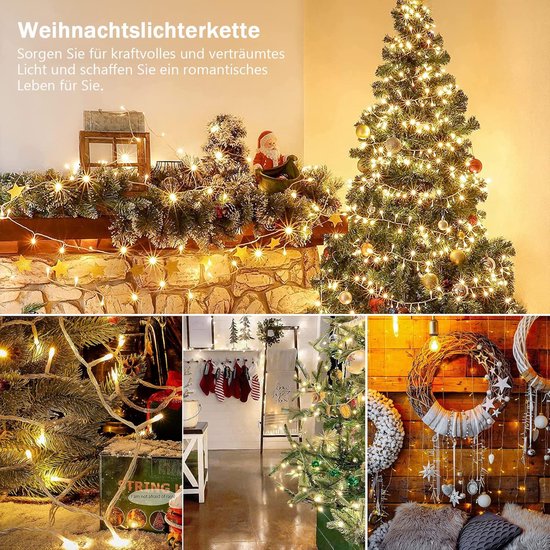 Lichtslinger/lichtsnoer met 10 witte sterretjes verlichting 100 cm op batterijen | Fun en Feest