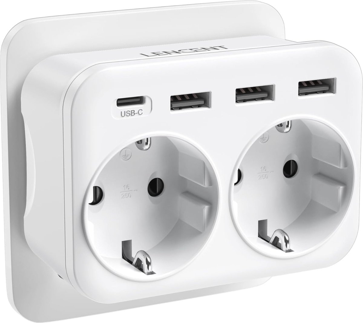 Goedkoopste Stopcontact Adapter 6-in-1 met USB en Type C | 4000W Multiwand voor Thuis en Kantoor