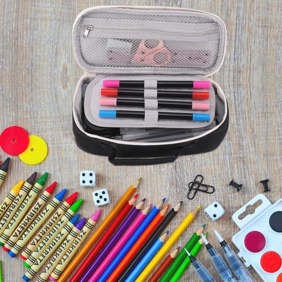 Kytpyi Etui - 21 x 11,5 cm Grote Capaciteit Met 3 Compartimenten Rits voor Meisjes, Jongens en Volwassenen - Stoer Esthetisch voor School, Kantoor, College en Thuis (Blauw, Paars