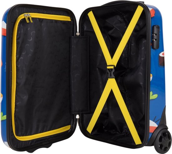 BHPPY Handbagage koffer 53x35x20cm - Handbagage trolley 34L - Veilig Cijferslot - Roll'ing Sushi