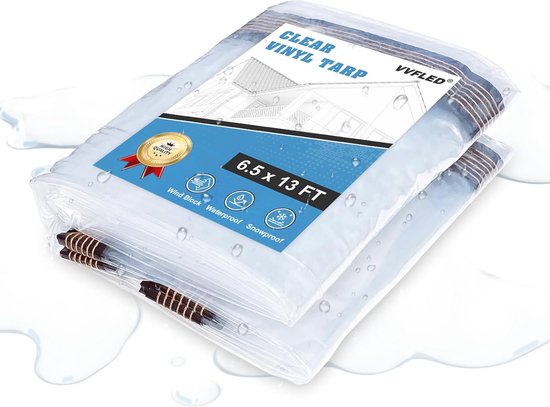 Bâche imperméable transparente 2x4 m - Bâche en PVC durable pour Jardin, Camper et extérieur