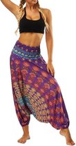 pantalons de yoga lâche femmes taille haute femmes été pantalons de yoga lâches baggy boho salopette sarouel gym coloré mandala violet