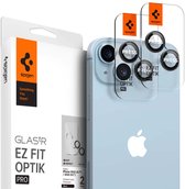 Spigen GlasTR EZ Fit Optik Pro - Camera Lens Protector Geschikt voor Apple iPhone 15 / iPhone 15 Plus - met Installatieframe - Duo Pack - Zwart