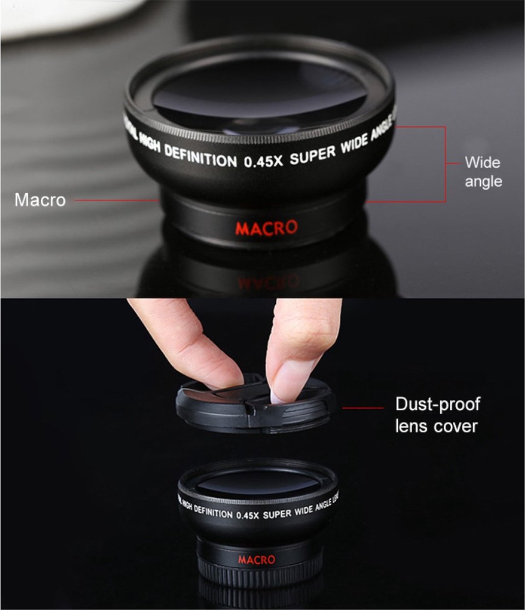 BIGBIGRIVER 210° Fisheye-lens, professionele mobiele telefoonlens voor iPhone, Samsung, Pixel, Blackberry, iPad, notebook, enz. Fisheye-lens