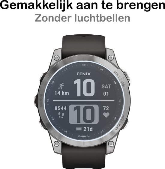 Garmin Fenix 7 smartwatch met display protector. Eenvoudig aan te brengen zonder luchtbellen.