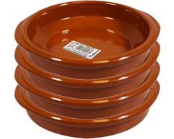 Tapas bakjes/schaaltjes Alicante - Set van 4x stuks - met handvatten - 16 cm - Tapas serveer/borden/oven schalen