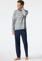 Schiesser Pyjama lange broek - 202 Grey/Blue - maat S (S) - Heren Volwassenen - 100% katoen- 178103-202-S