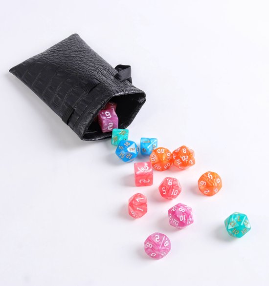Thumbnail van een extra afbeelding van het spel Lapi Toys - Dungeons and Dragons dice bag - DnD dice bag - D&D storage bag - Dice pouch - Polydice bag - Kunstleer - Zwart