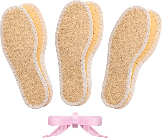 Bama Fresh Sun Color Barefoot inlegzolen voor kinderen voor een comfortabel zomers gevoel op blote voeten 3 paar unisex beige + gratis 1 satijnen veters (t.w.v. € 5,95) - 33