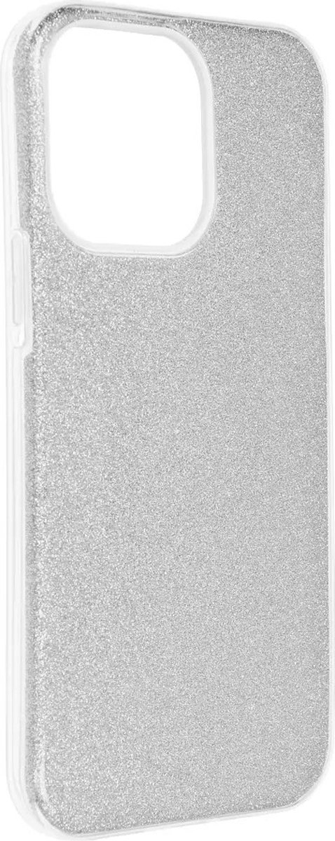 Glanzende Glitter Back Cover hoesje iPhone 14 Pro Max - Zilver